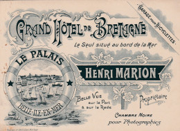 56 BELLE-ILE-en-MER    LE PALAIS  GRAND HÔTEL DE BRETAGNE  TB  CARTE PUBLICITAIRE   Env. 1910.   RARE - Belle Ile En Mer