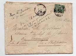 !!! COTE D'IVOIRE, 15C SEMEUSE LIGNEE SUR LETTRE DE 1915 CACHET DE GRAND BASSAM POUR TOUMODI - Storia Postale