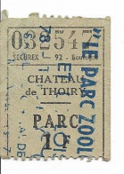 PARC ZOOLOGIQUE DE THOIRY 1968 - Tickets - Entradas