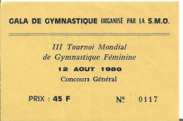 GALA DE GYMNASTIQUE D'ORLEANS 1980 - Biglietti D'ingresso