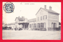 F-58-Cosne-05P64 La Gare, Vue Extérieure, Animation, Cpa  - Cosne Cours Sur Loire