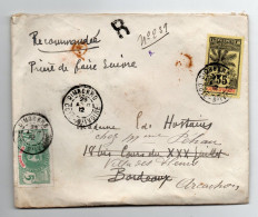 !!! COTE D'IVOIRE, LETTRE RECOMMANDEE DE DIMBOKRO POUR LA FRANCE, AFFRANCH EMISSION PALMIER - Storia Postale