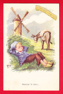 Illust-601P64  XAV, Meunier Tu Dors, Enfant Allongé Dans L'herbe, Un Moulin, Un âne, BE - Sonstige & Ohne Zuordnung