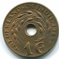 1 CENT 1945 S NETHERLANDS EAST INDIES INDONESIA Bronze Colonial Coin #S10442.U.A - Indie Olandesi