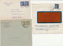 PAIX, N° 479/480/485 3 Lettres De 1941 Avec En-tête Publicitaire. - Cartas & Documentos