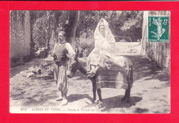 E-Algerie-478A99  Femme De Tlemcen Sur Son Bourriquot, Au Verso Cachet Militaire, Cpa BE - Tlemcen