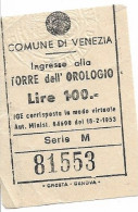 VENISE TORRE Dell' OROLOGIO 1965 - Tickets - Vouchers