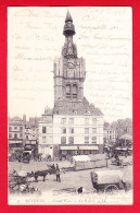 F-62-Bethune-07P88 La Grand'place, Le Beffroi, Estaminet, Attelages, Charrettes, Cpa Précurseur  - Bethune