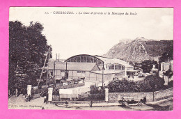 F-50-Cherbourg-23P205  La Gare D'arrivée Et La Montagne Du Roule, Vieille Voiture, Cpa BE - Cherbourg