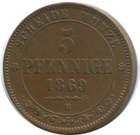 SAXONY 5 PFENNIG 1869 B Dresden Mint German States #DE10522.12.F.A - Andere & Zonder Classificatie