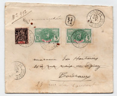 !!! COTE D'IVOIRE, LETTRE RECOMMANDEE D'ABIDJAN DE 1909, AFFRANCH MIXTE EMISSION PALMIER + GROUPE - Covers & Documents