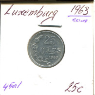 25 CENTIMES 1963 LUXEMBURG LUXEMBOURG Münze #AT193.D.A - Lussemburgo