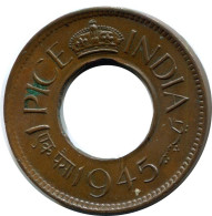 1 PICE 1945 INDE INDIA Pièce #AY948.F.A - Inde