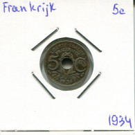 5 CENTIMES 1934 FRANKREICH FRANCE Französisch Münze #AM732.D.A - 5 Centimes
