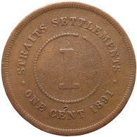 LaZooRo: Straits Settlements 1 Cent 1891 F - Colonias
