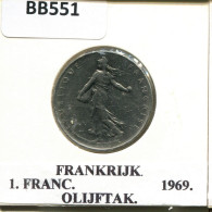 1 FRANC 1969 FRANKREICH FRANCE Französisch Münze #BB551.D.A - 1 Franc