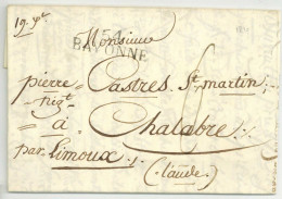 64 BAYONNE Pour Chalabre Par Limoux 1820 - 1792-1815: Dipartimenti Conquistati