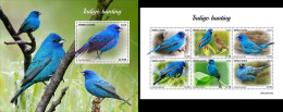 Sierra Leone 2023, Animals, Indigo Birds, 6val In BF +BF - Sierra Leone (1961-...)