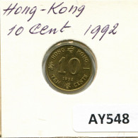 10 CENTS 1992 HONG KONG Moneda #AY548.E.A - Hongkong