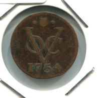 1754 UTRECHT VOC DUIT IINDES NÉERLANDAIS NETHERLANDS NEW YORK COLONIAL PENNY #VOC1602.10.F.A - Nederlands-Indië