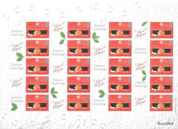Great Britain 2000 MNH Christmas Robins (19p X 20) Smiler Sheet LS2 - Ganze Bögen & Platten