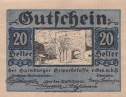 20 HELLER 1920 Stadt HAINBURG AN DER DONAU Niedrigeren Österreich Notgeld Papiergeld Banknote #PG873 - [11] Emisiones Locales