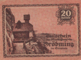 20 HELLER 1920 Stadt GRoBMING Styria Österreich Notgeld Banknote #PF029 - [11] Emisiones Locales