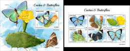 Sierra Leone 2023, Cactus And Butterflies, 6val In BF +BF - Sierra Leone (1961-...)