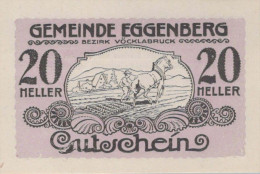 20 HELLER 1920 Stadt EGGENBERG Oberösterreich Österreich Notgeld Banknote #PE951 - [11] Local Banknote Issues