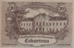 20 HELLER 1920 Stadt ECKARTSAU Niedrigeren Österreich Notgeld Papiergeld Banknote #PG526 - Lokale Ausgaben