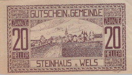 20 HELLER 1920 Stadt STEINHAUS BEI WELS Oberösterreich Österreich Notgeld #PJ247 - [11] Lokale Uitgaven