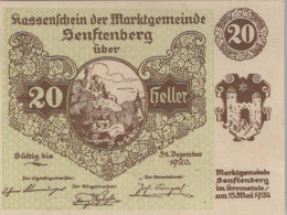 20 HELLER 1920 Stadt SENFTENBERG Niedrigeren Österreich Notgeld #PE684 - [11] Emisiones Locales