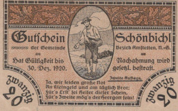 20 HELLER 1920 Stadt SCHoNBICHEL Niedrigeren Österreich Notgeld #PE798 - [11] Emisiones Locales