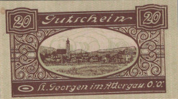 20 HELLER 1920 Stadt SANKT GEORGEN IM ATTERGAU Oberösterreich Österreich UNC #PH054 - [11] Local Banknote Issues