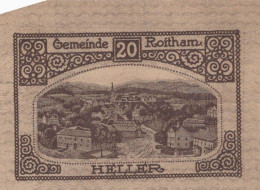 20 HELLER 1920 Stadt ROITHAM Oberösterreich Österreich Notgeld Banknote #PI376 - [11] Local Banknote Issues