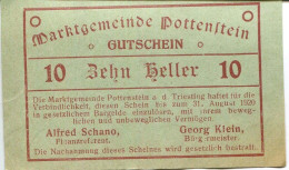 20 HELLER 1920 Stadt POTTENSTEIN Niedrigeren Österreich Notgeld Papiergeld Banknote #PL883 - [11] Local Banknote Issues