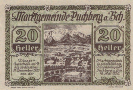 20 HELLER 1920 Stadt PUCHBERG AM SCHNEEBERG Niedrigeren Österreich #PE407 - [11] Local Banknote Issues