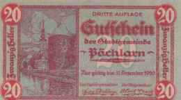 20 HELLER 1920 Stadt PÖCHLARN Niedrigeren Österreich Notgeld Papiergeld Banknote #PG983 - Lokale Ausgaben