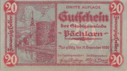 20 HELLER 1920 Stadt PoCHLARN Niedrigeren Österreich Notgeld Banknote #PE359 - Lokale Ausgaben