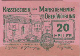 20 HELLER 1920 Stadt OBER-WoLBLING Niedrigeren Österreich Notgeld #PE620 - [11] Local Banknote Issues
