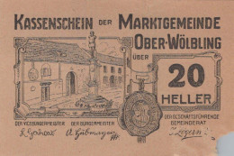 20 HELLER 1920 Stadt OBER-WoLBLING Niedrigeren Österreich Notgeld #PE246 - [11] Local Banknote Issues