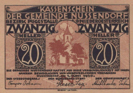 20 HELLER 1920 Stadt NUSSENDORF-ARTSTETTEN Niedrigeren Österreich Notgeld Papiergeld Banknote #PG640 - Lokale Ausgaben