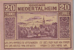 20 HELLER 1920 Stadt NIEDERTALHEIM Oberösterreich Österreich Notgeld #PE482 - [11] Local Banknote Issues