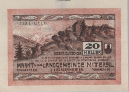 20 HELLER 1920 Stadt MITTERSILL Salzburg Österreich Notgeld Banknote #PI255 - Lokale Ausgaben