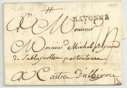 BAYONNE 1791 Pour Castres D'Albigeois - 1701-1800: Précurseurs XVIII