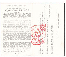 DP Cyriel Omer De Vos / De Langhe ° Mater Oudenaarde 1896 † Etikhove Maarkedal 1957 Botteldoorn Verplancken Merlaen - Images Religieuses