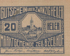 20 HELLER 1920 Stadt ZELL BEI ZELLHOF Oberösterreich Österreich Notgeld Papiergeld Banknote #PG763 - Lokale Ausgaben