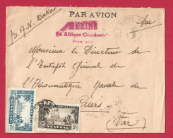 !!! SÉNÉGAL, LETTRE FM PAR AVION DE LA BASE AÉRONAVALE DE DAKAR POUR LA FRANCE DE 1941, CACHET MARINE NATIONALE EN AOF - Lettres & Documents