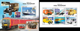 Sierra Leone 2023, Mail Transport, Stamp On Stamp, Car, Train, 6val In BF +BF - Briefmarken Auf Briefmarken