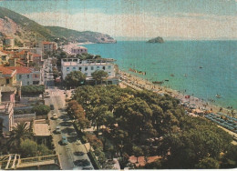 SPOTORNO GIARDINI E SPIAGGIA PANORAMA ANIMATA VIAGGIATA ANNO 1970 - Savona